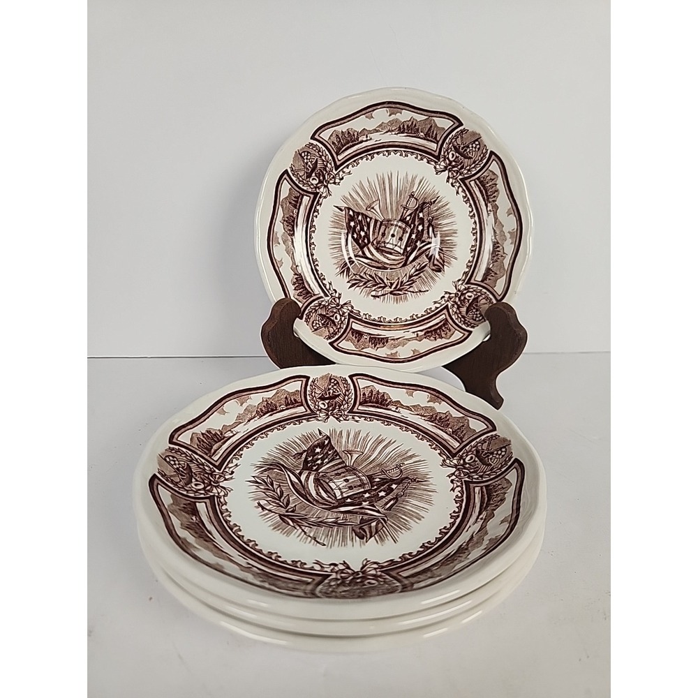 Set of 4 J&G Meakin Americana Brown Ironstone Saucer Plates 5.75"